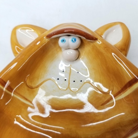 Cute Orange Ceramic Tabby Kitty Cat Kid's Plate or Dish - Picture 2 of 8